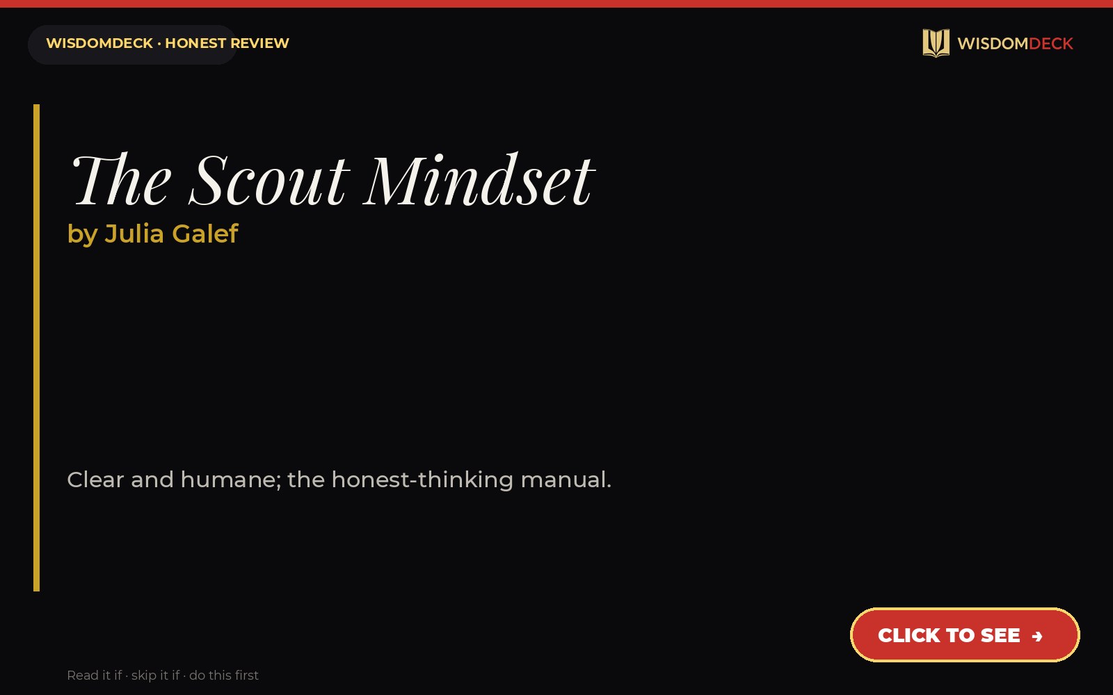 The Scout Mindset by Julia Galef — WisdomDeck review