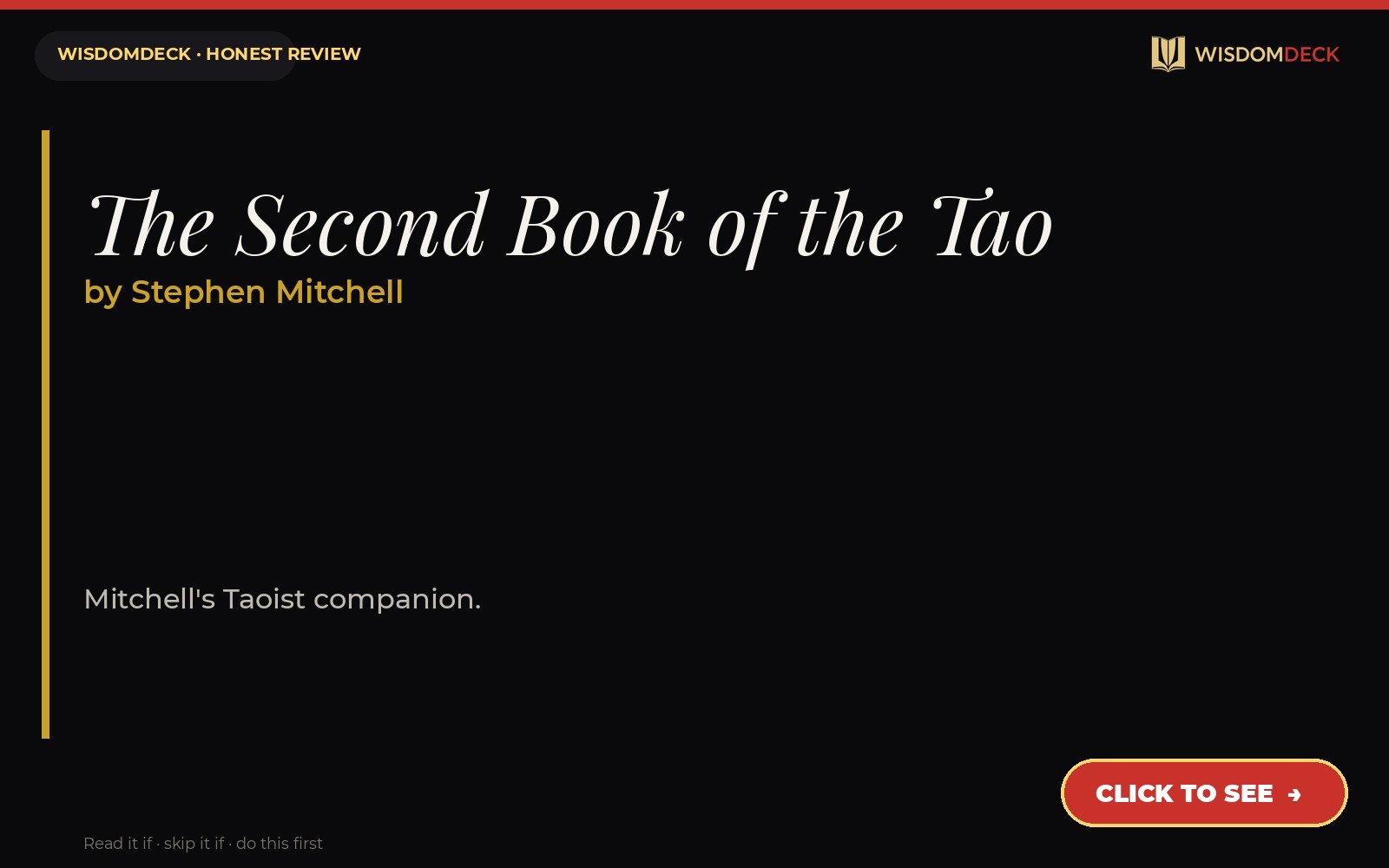 The Second Book of the Tao by Stephen Mitchell — WisdomDeck review