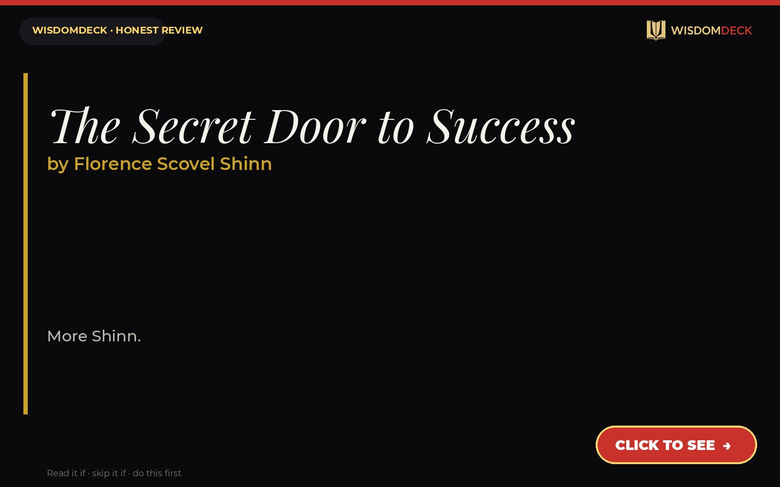The Secret Door to Success by Florence Scovel Shinn — WisdomDeck review