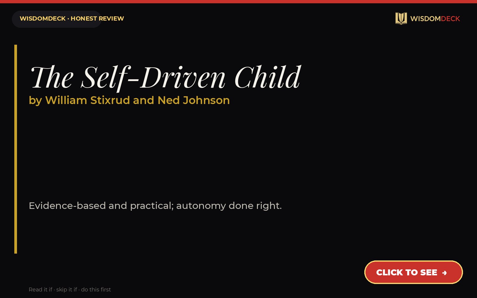The Self-Driven Child by William Stixrud and Ned Johnson — WisdomDeck review
