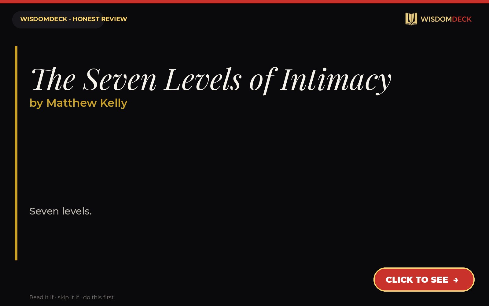 The Seven Levels of Intimacy by Matthew Kelly — WisdomDeck review