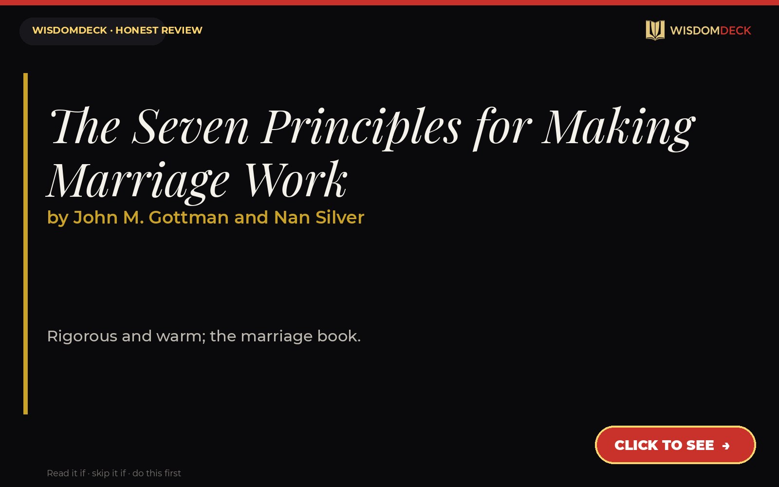 The Seven Principles for Making Marriage Work by John M. Gottman and Nan Silver — WisdomDeck review