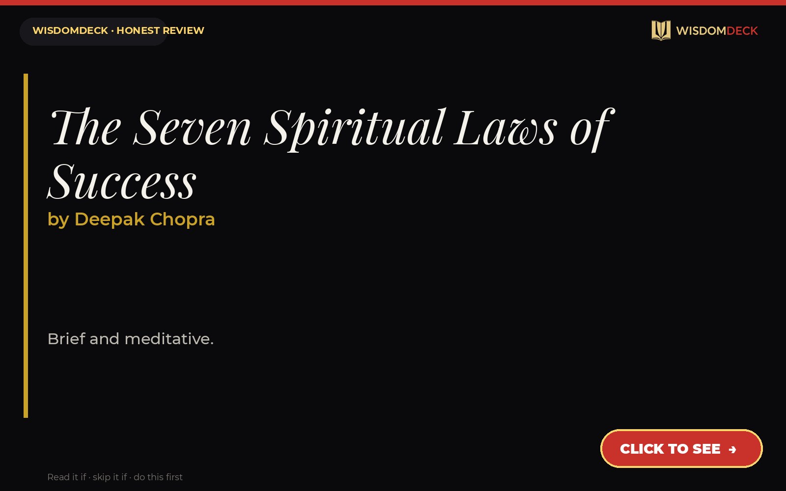 The Seven Spiritual Laws of Success by Deepak Chopra — WisdomDeck review