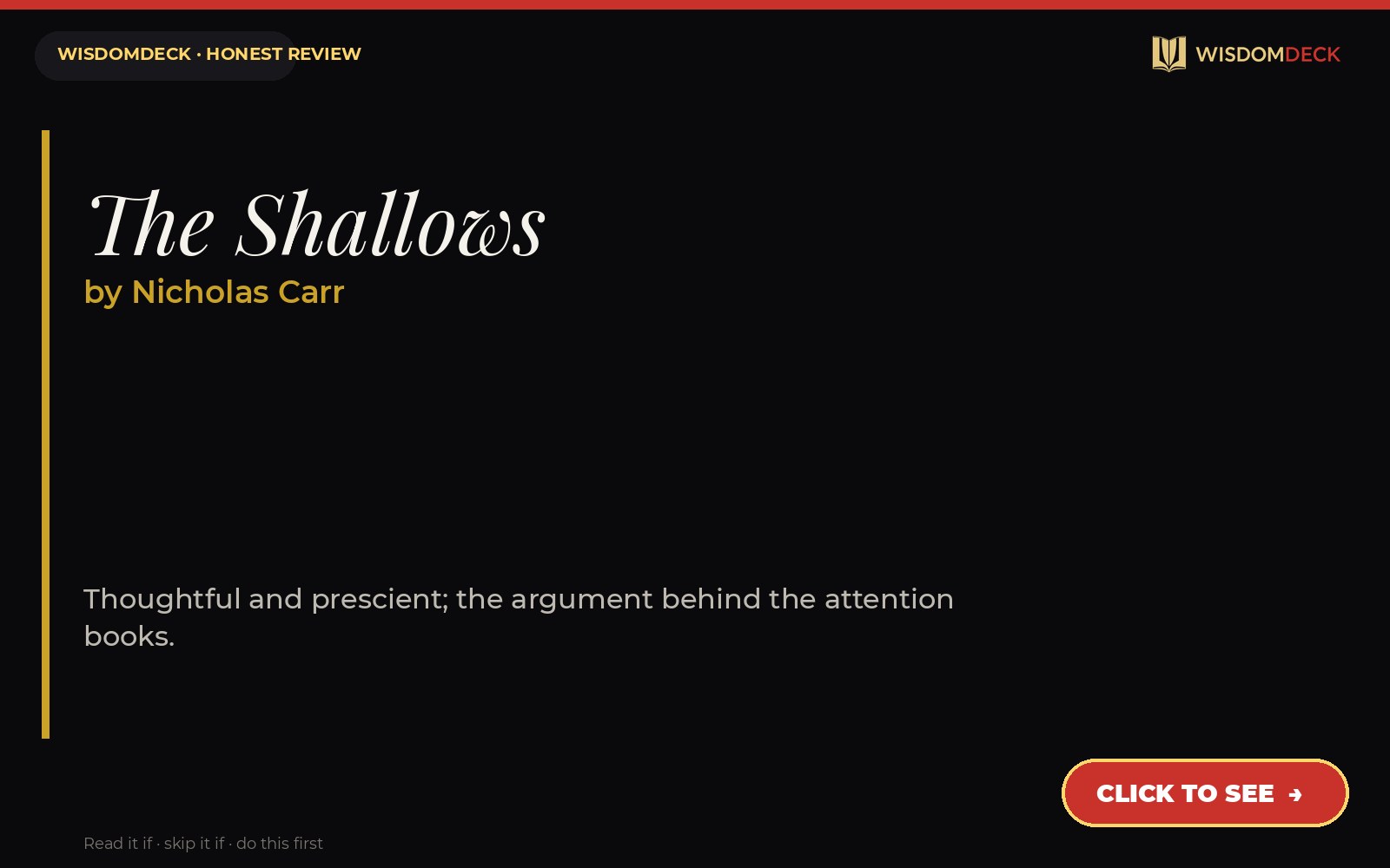 The Shallows by Nicholas Carr — WisdomDeck review