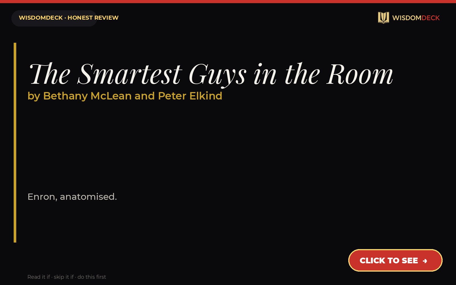 The Smartest Guys in the Room by Bethany McLean and Peter Elkind — WisdomDeck review