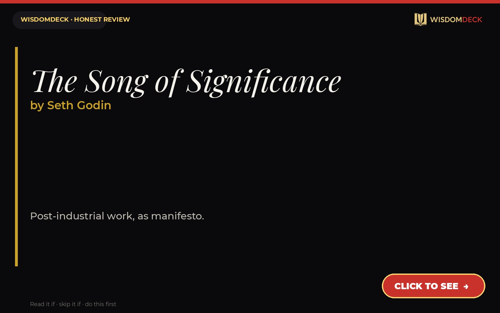 The Song of Significance by Seth Godin — WisdomDeck review