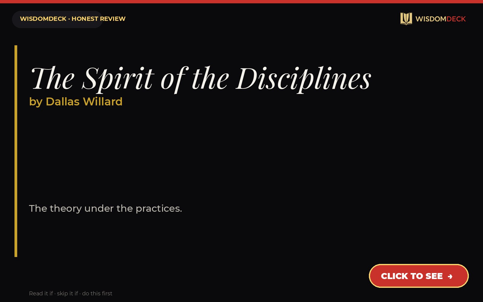 The Spirit of the Disciplines by Dallas Willard — WisdomDeck review
