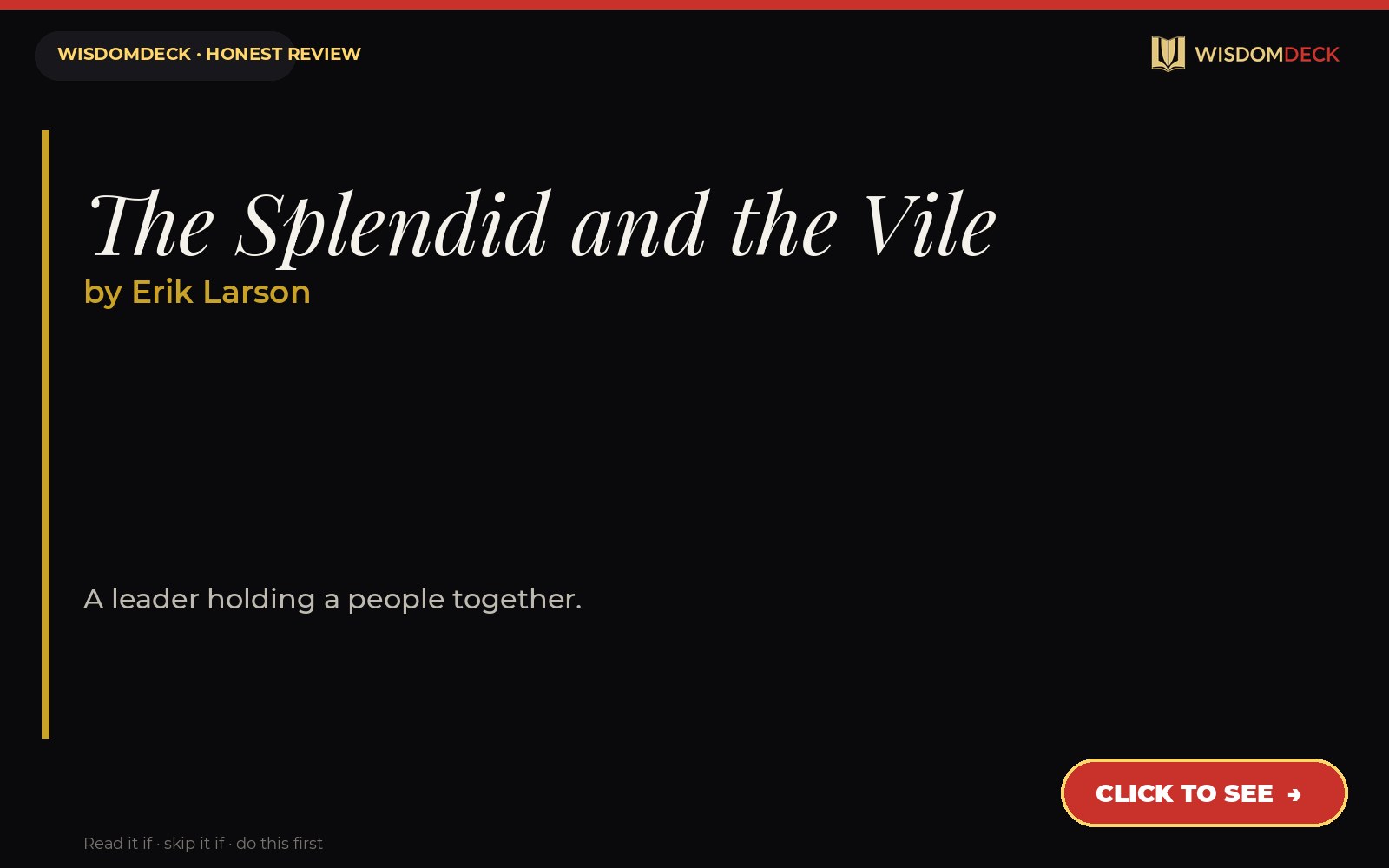 The Splendid and the Vile by Erik Larson — WisdomDeck review