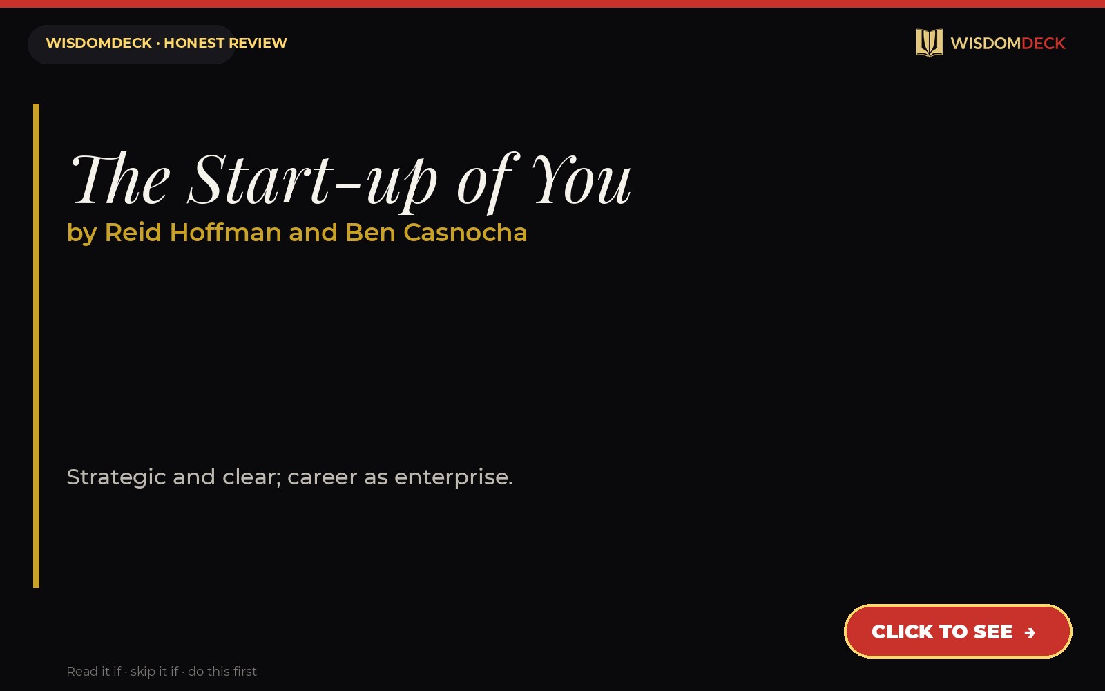 The Start-up of You by Reid Hoffman and Ben Casnocha — WisdomDeck review