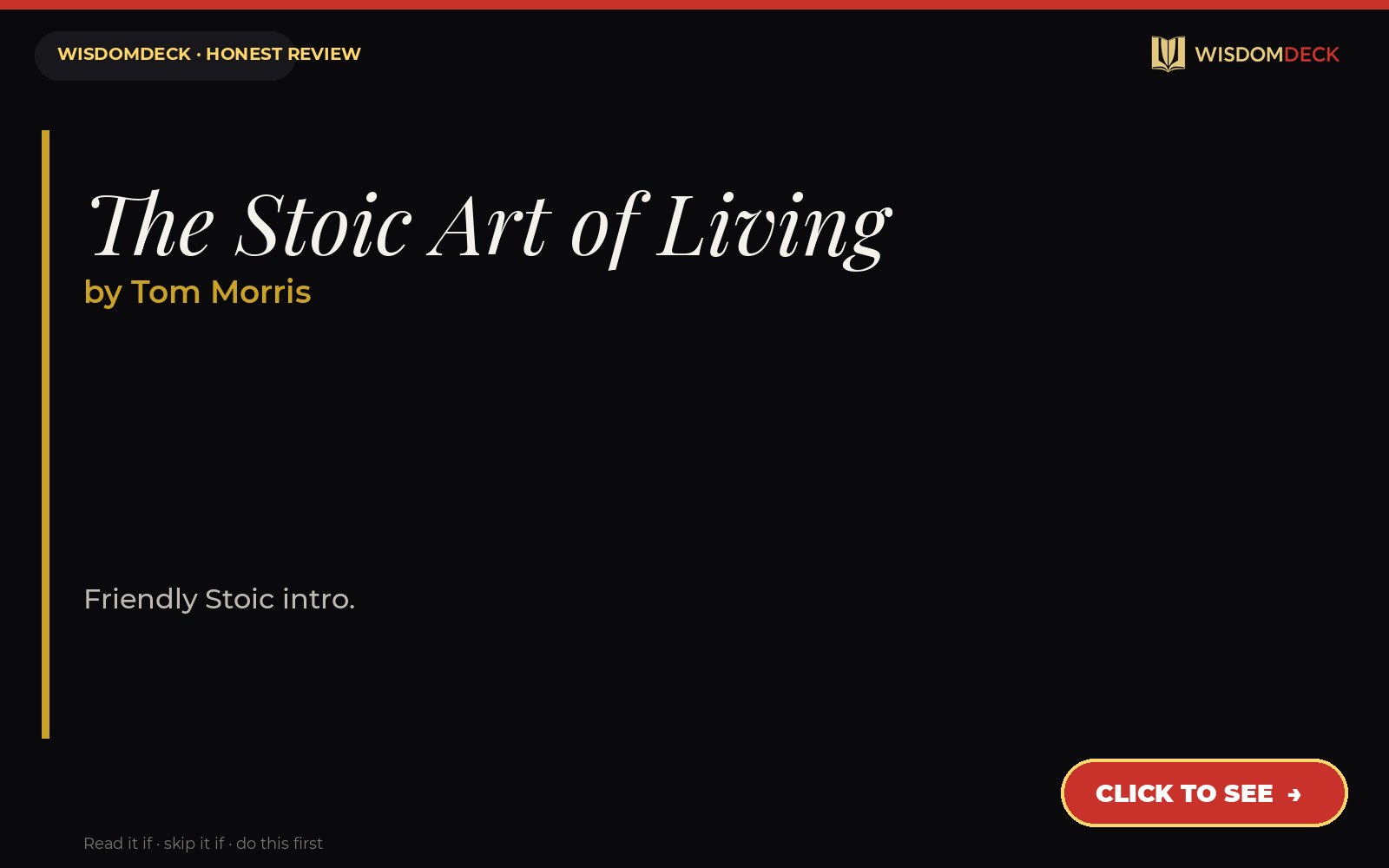 The Stoic Art of Living by Tom Morris — WisdomDeck review