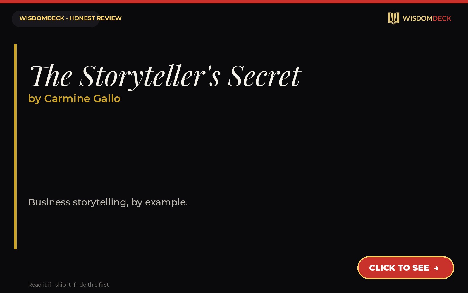 The Storyteller's Secret by Carmine Gallo — WisdomDeck review
