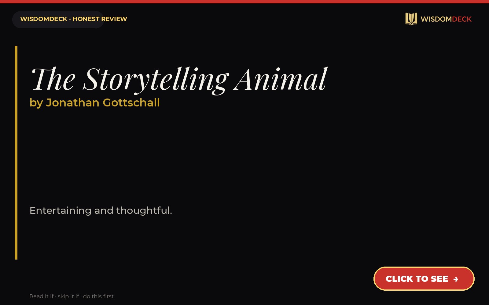 The Storytelling Animal by Jonathan Gottschall — WisdomDeck review