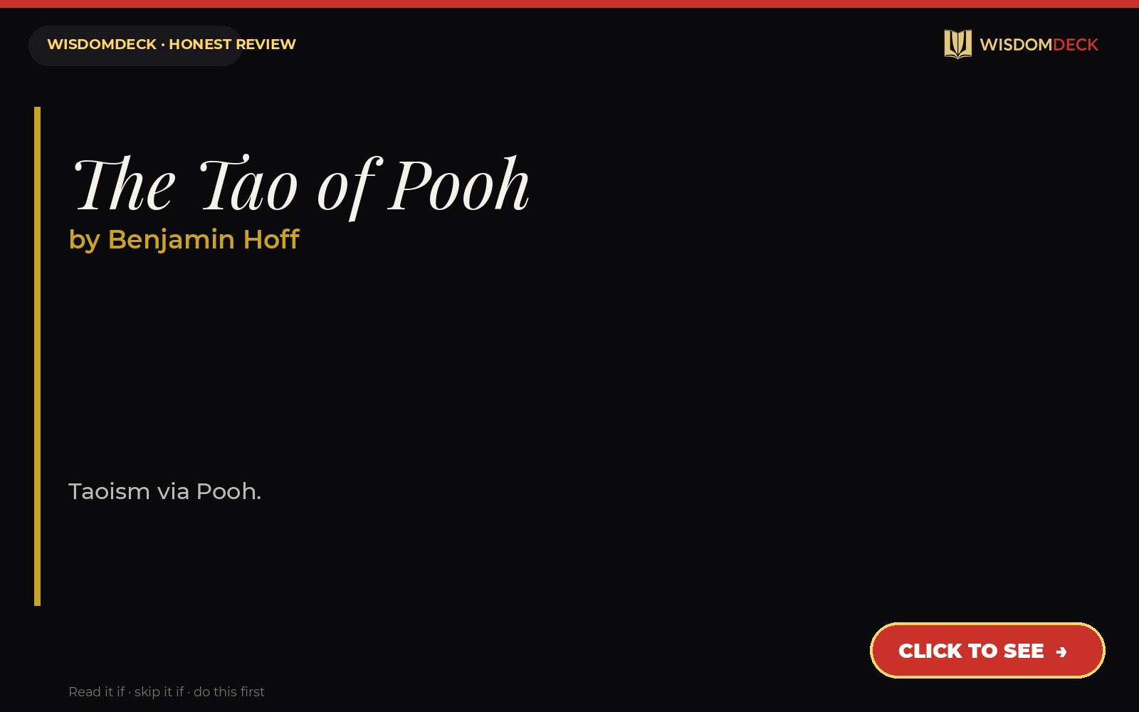 The Tao of Pooh by Benjamin Hoff — WisdomDeck review