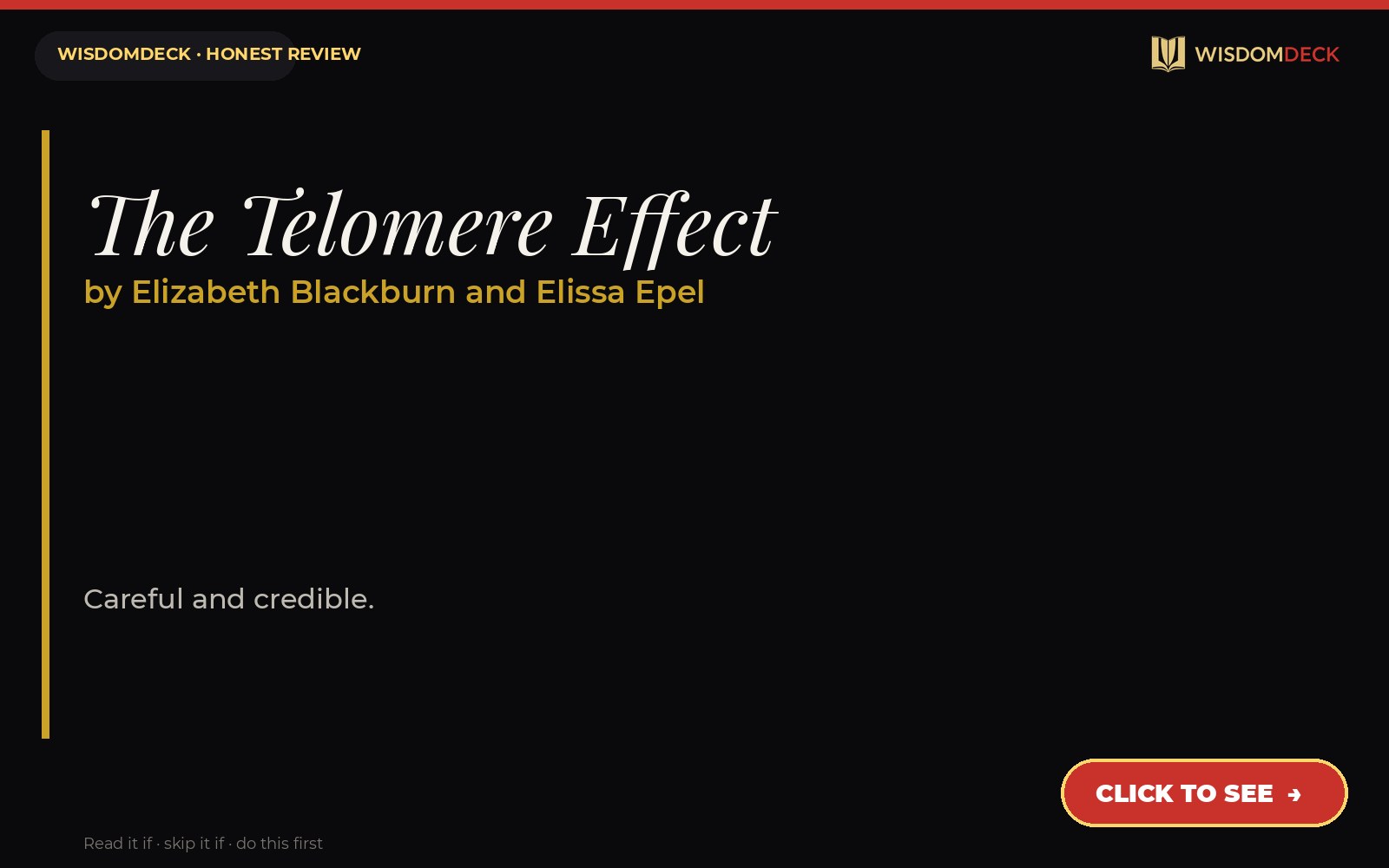 The Telomere Effect by Elizabeth Blackburn and Elissa Epel — WisdomDeck review
