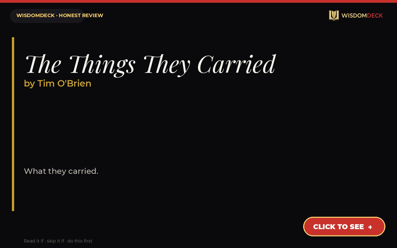The Things They Carried by Tim O'Brien — WisdomDeck review