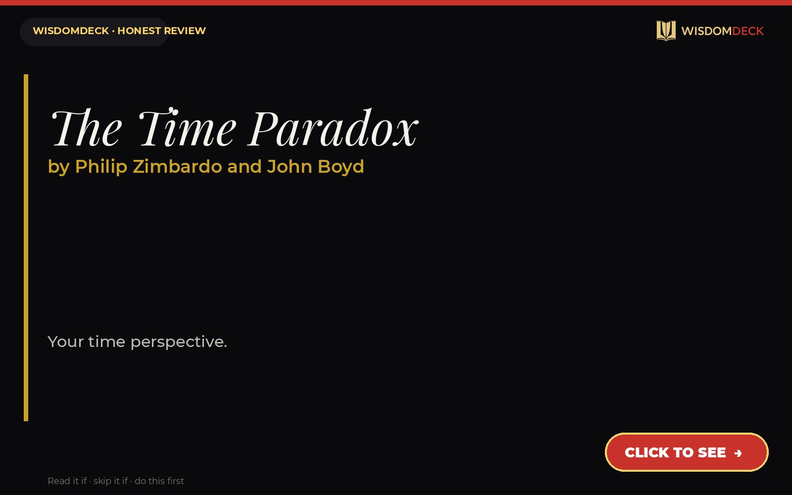 The Time Paradox by Philip Zimbardo and John Boyd — WisdomDeck review