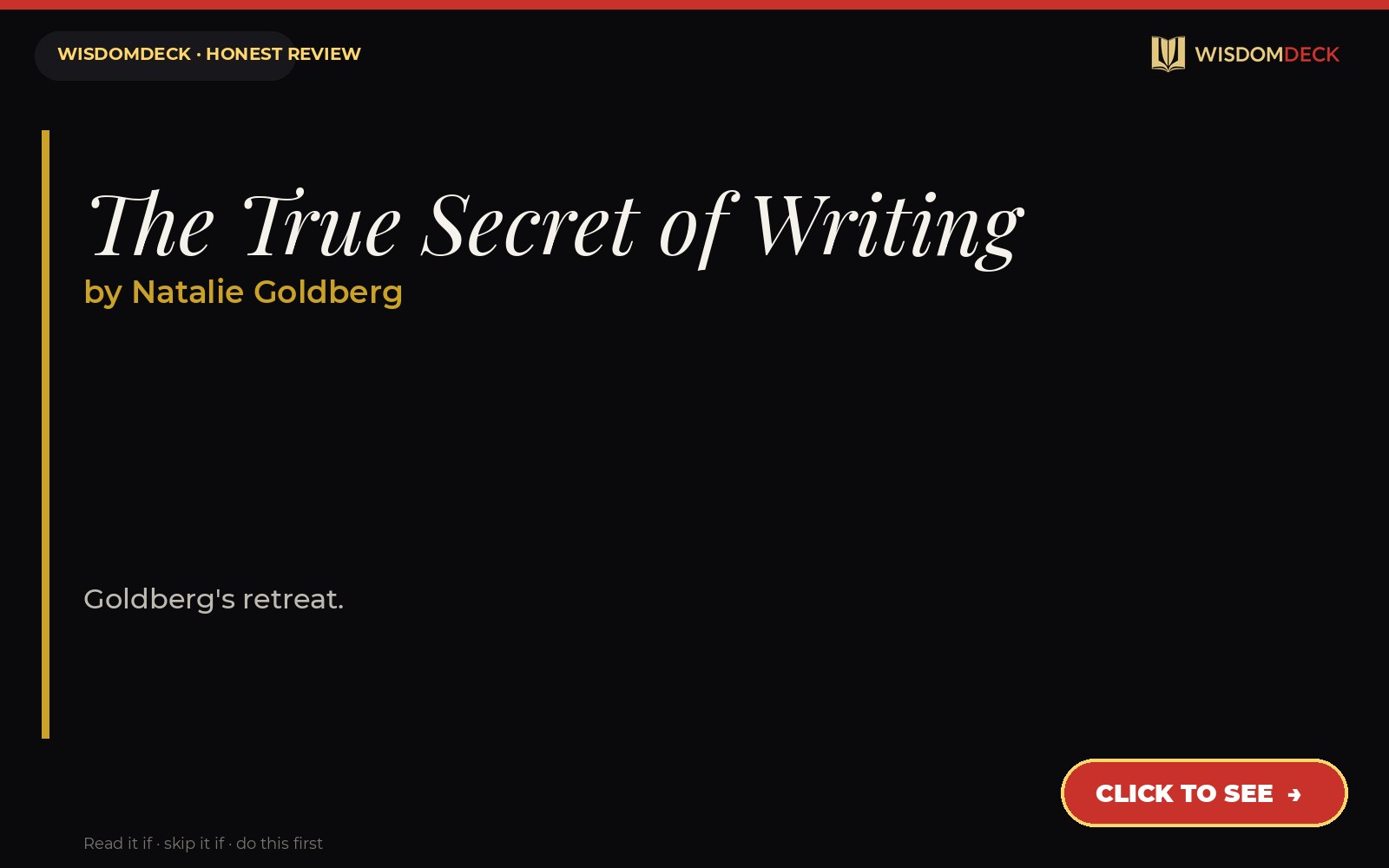 The True Secret of Writing by Natalie Goldberg — WisdomDeck review