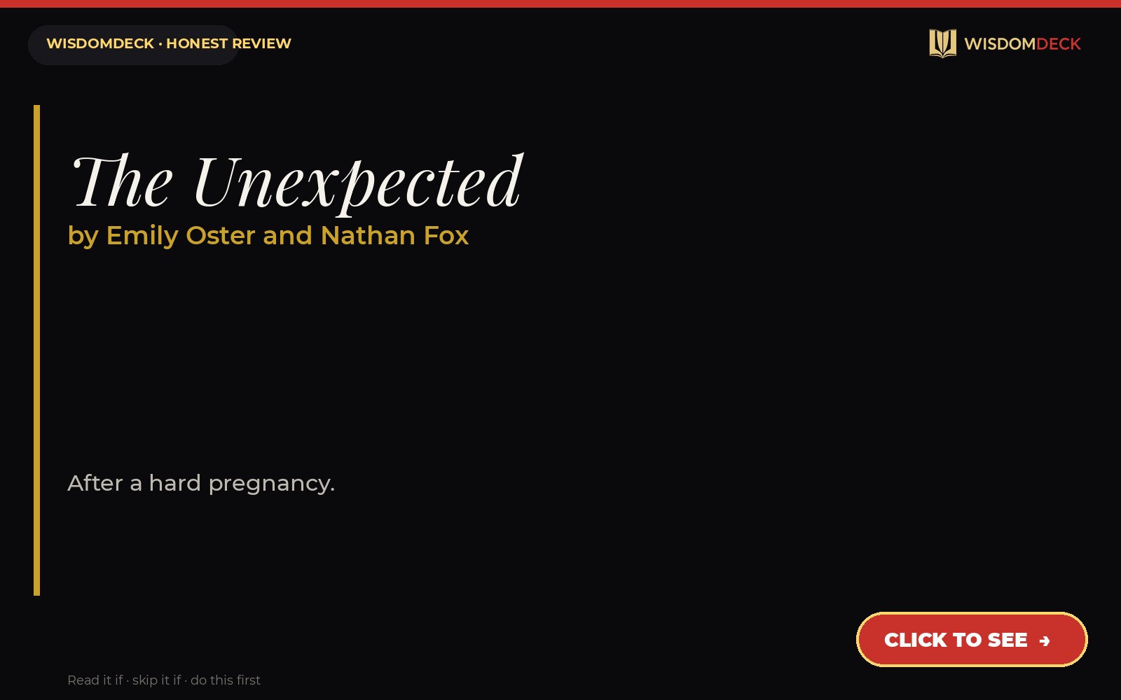 The Unexpected by Emily Oster and Nathan Fox — WisdomDeck review