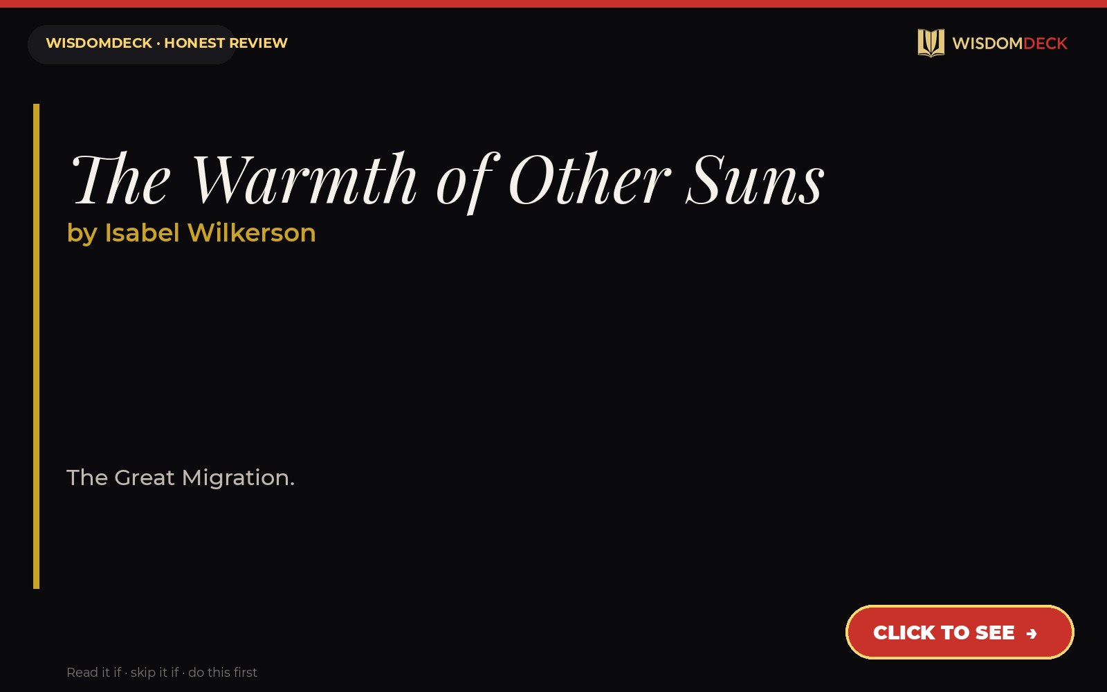 The Warmth of Other Suns by Isabel Wilkerson — WisdomDeck review
