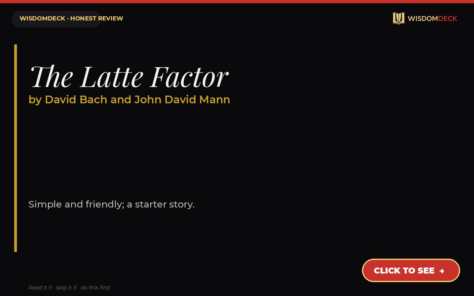 The Latte Factor by David Bach and John David Mann — WisdomDeck review