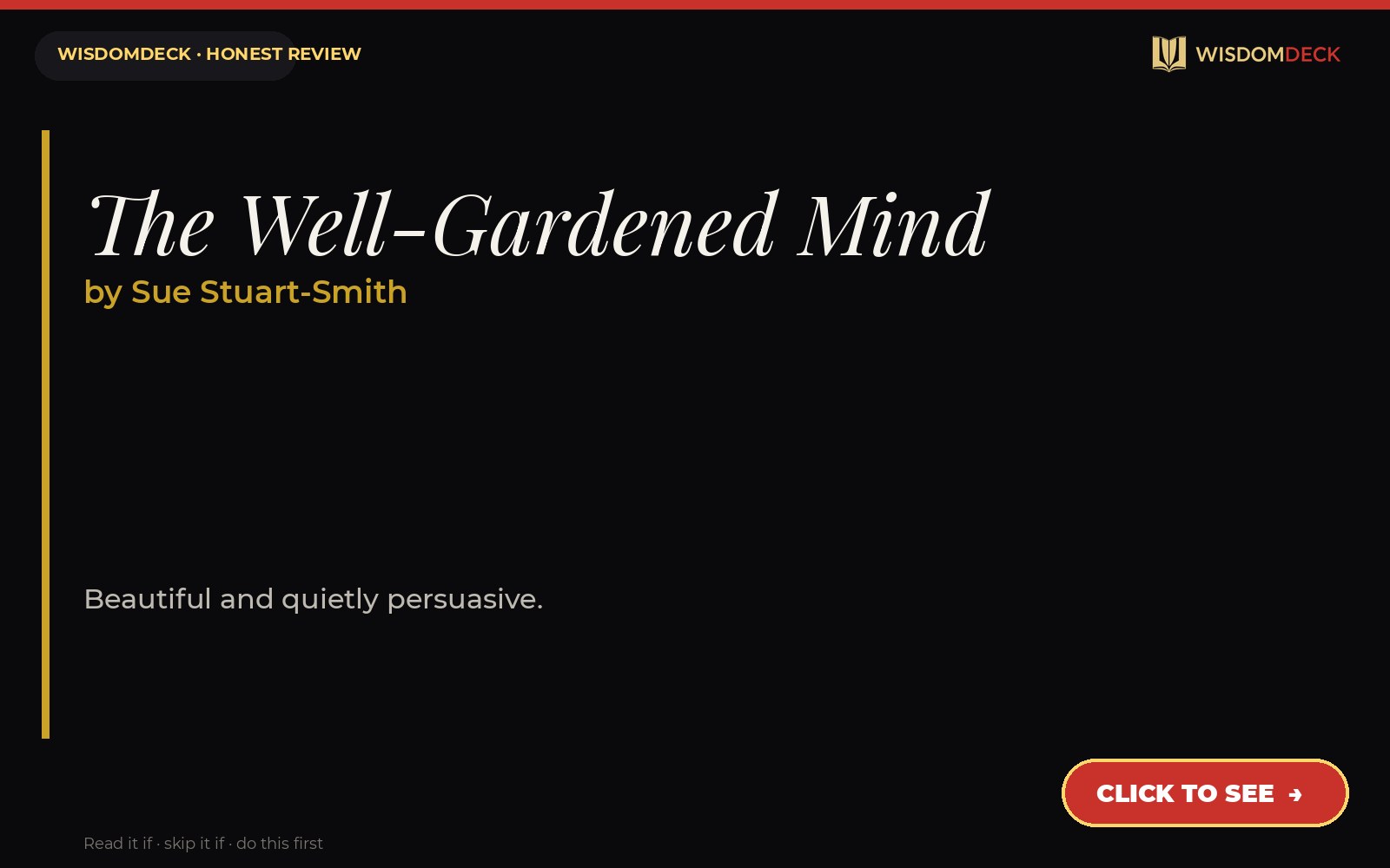The Well-Gardened Mind by Sue Stuart-Smith — WisdomDeck review