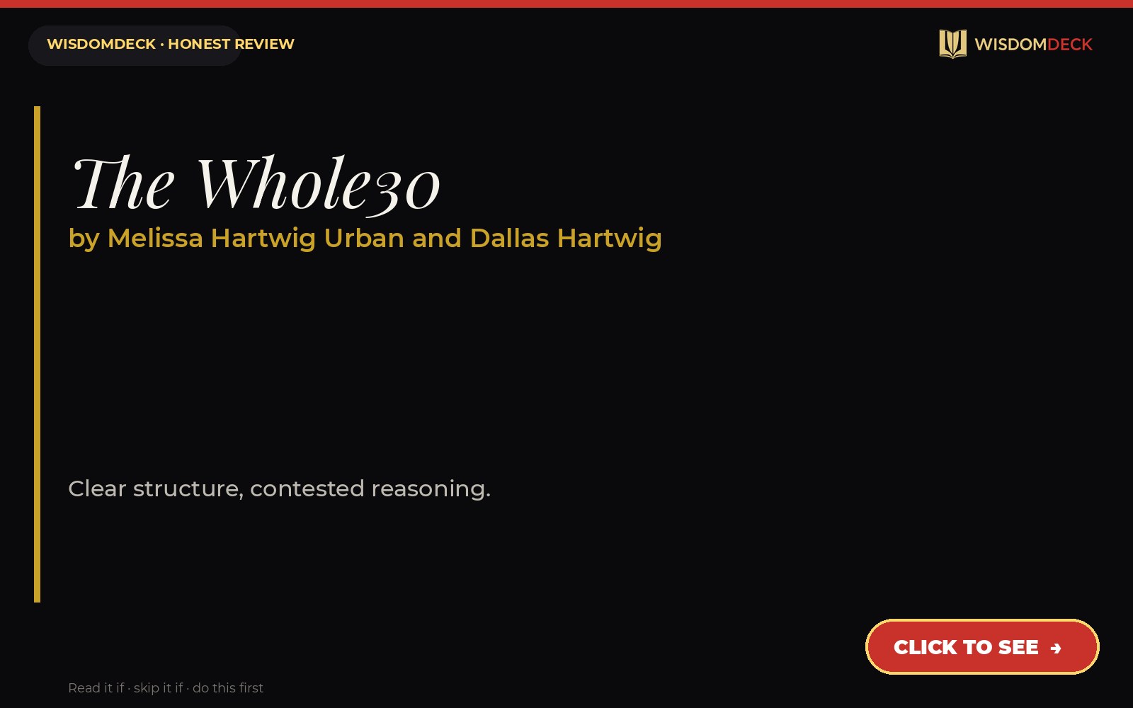 The Whole30 by Melissa Hartwig Urban and Dallas Hartwig — WisdomDeck review