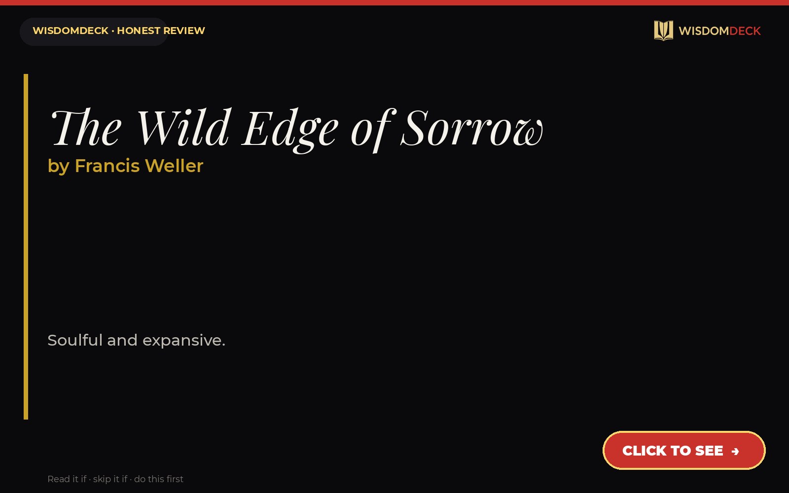 The Wild Edge of Sorrow by Francis Weller — WisdomDeck review