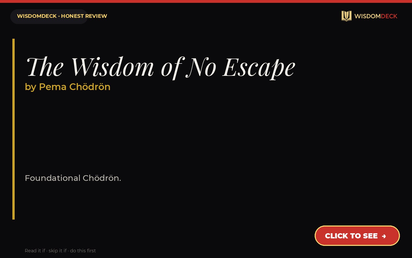 The Wisdom of No Escape by Pema Chödrön — WisdomDeck review