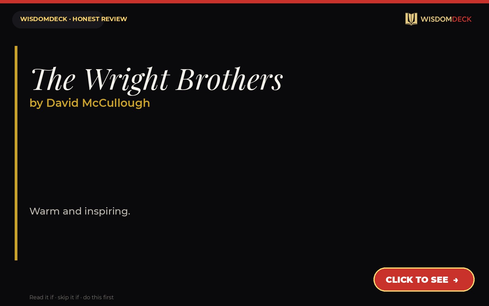 The Wright Brothers by David McCullough — WisdomDeck review