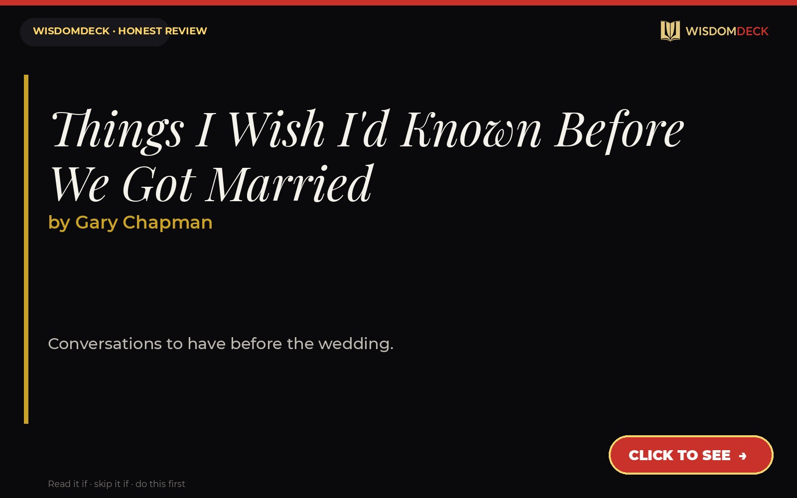 Things I Wish I'd Known Before We Got Married by Gary Chapman — WisdomDeck review