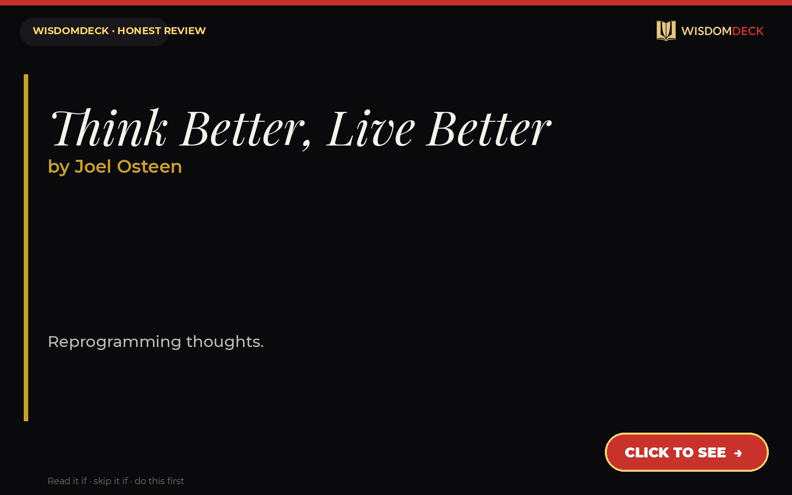 Think Better, Live Better by Joel Osteen — WisdomDeck review