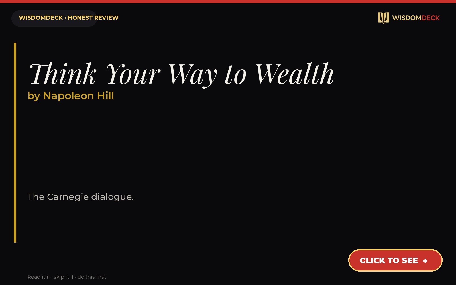 Think Your Way to Wealth by Napoleon Hill — WisdomDeck honest review