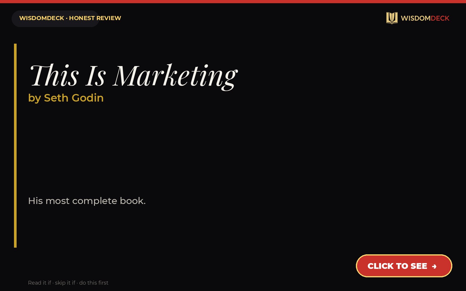 This Is Marketing by Seth Godin — WisdomDeck review