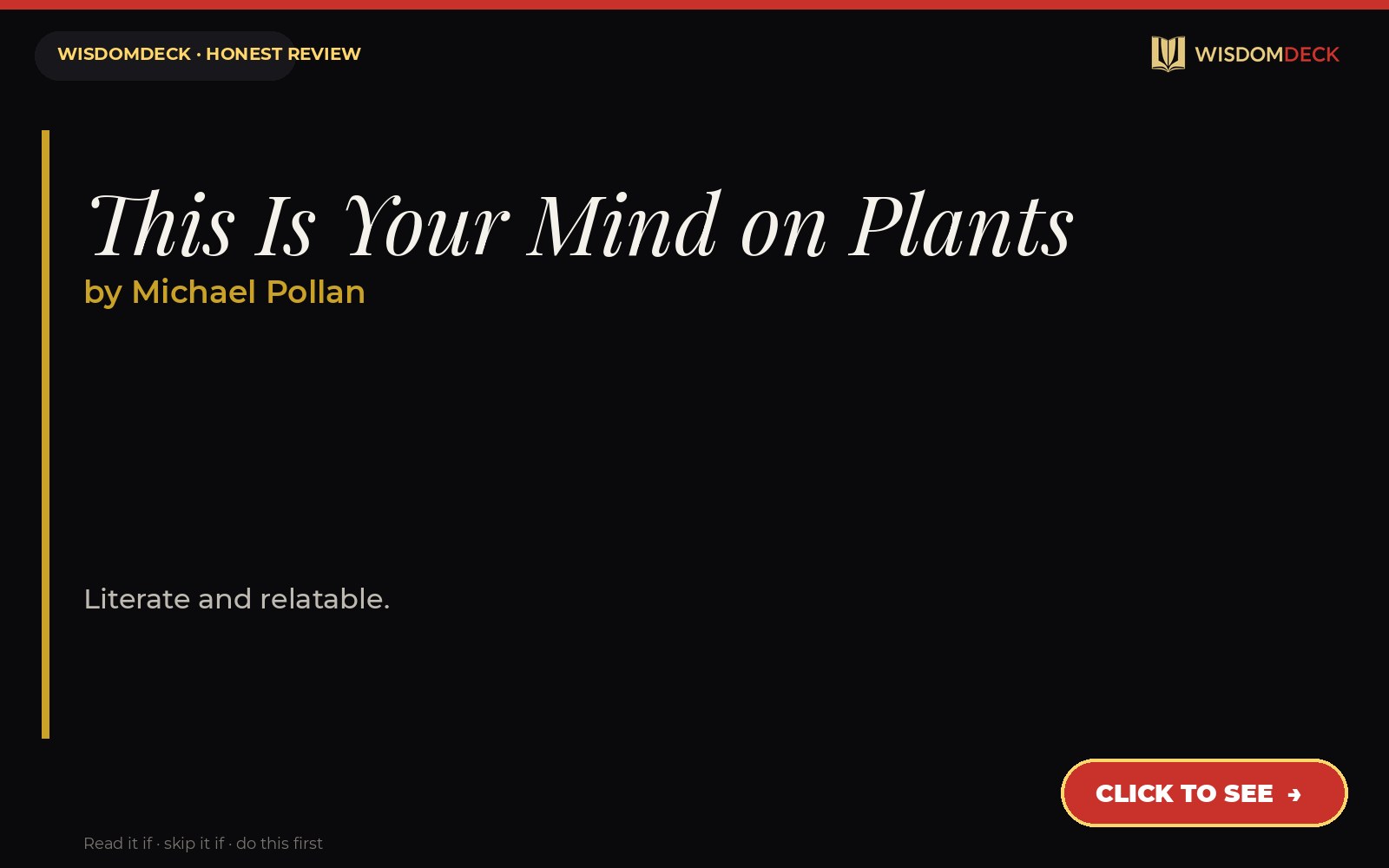 This Is Your Mind on Plants by Michael Pollan — WisdomDeck review