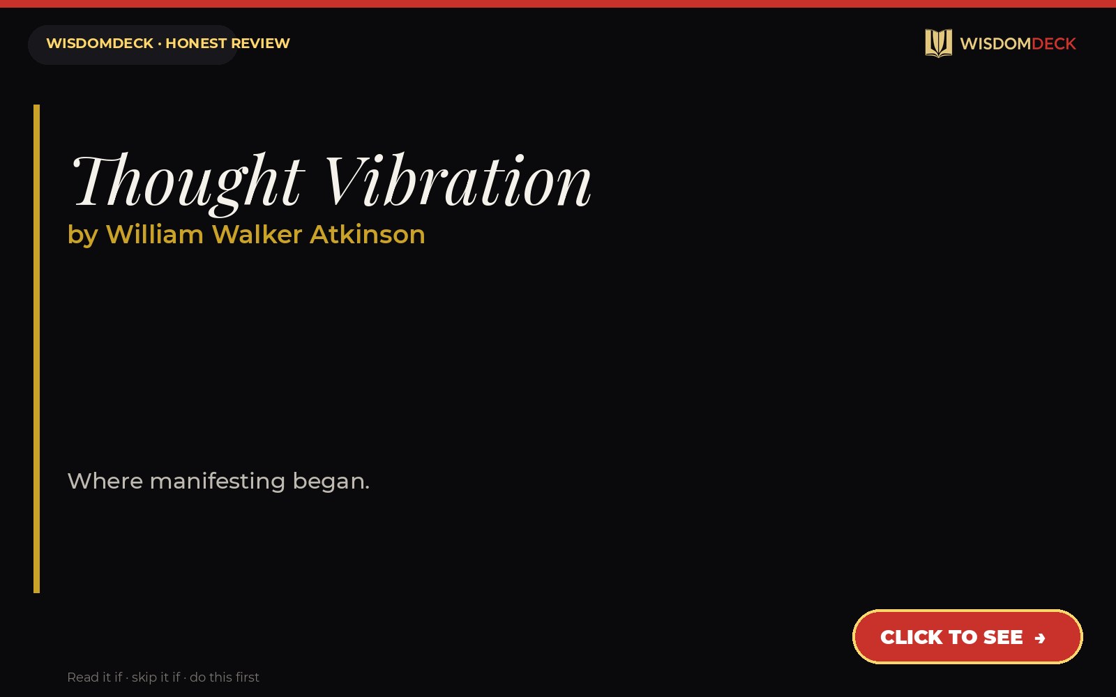 Thought Vibration by William Walker Atkinson — WisdomDeck honest review