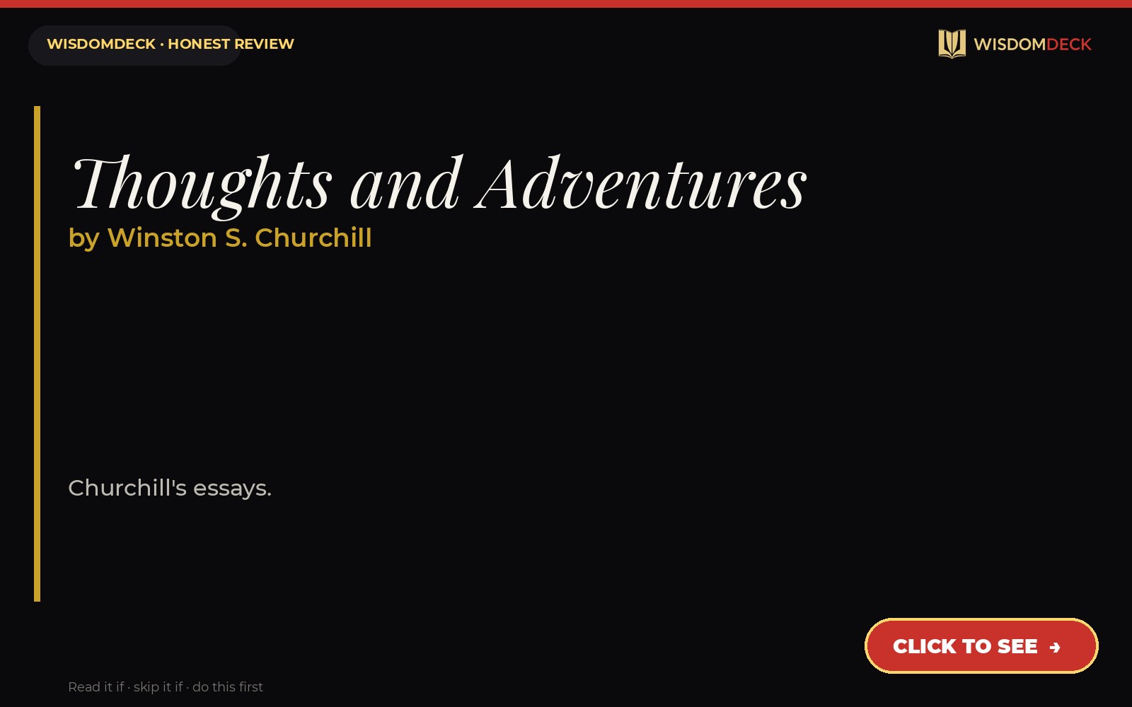 Thoughts and Adventures by Winston S. Churchill — WisdomDeck review