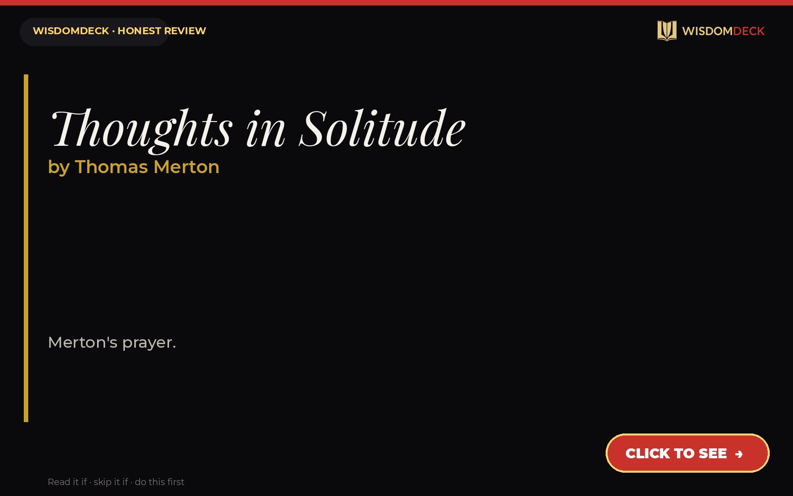 Thoughts in Solitude by Thomas Merton — WisdomDeck honest review