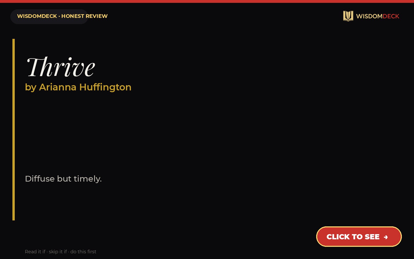 Thrive by Arianna Huffington — WisdomDeck honest review