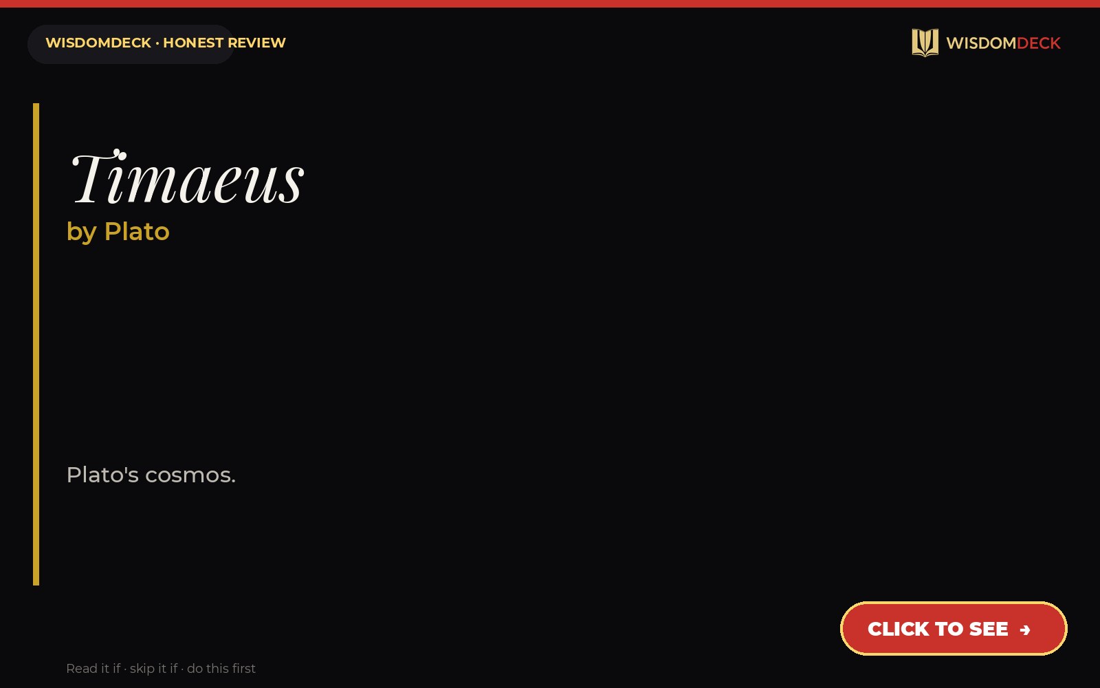 Timaeus by Plato — WisdomDeck review