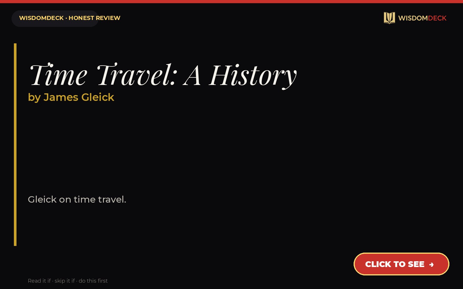 Time Travel: A History by James Gleick — WisdomDeck review