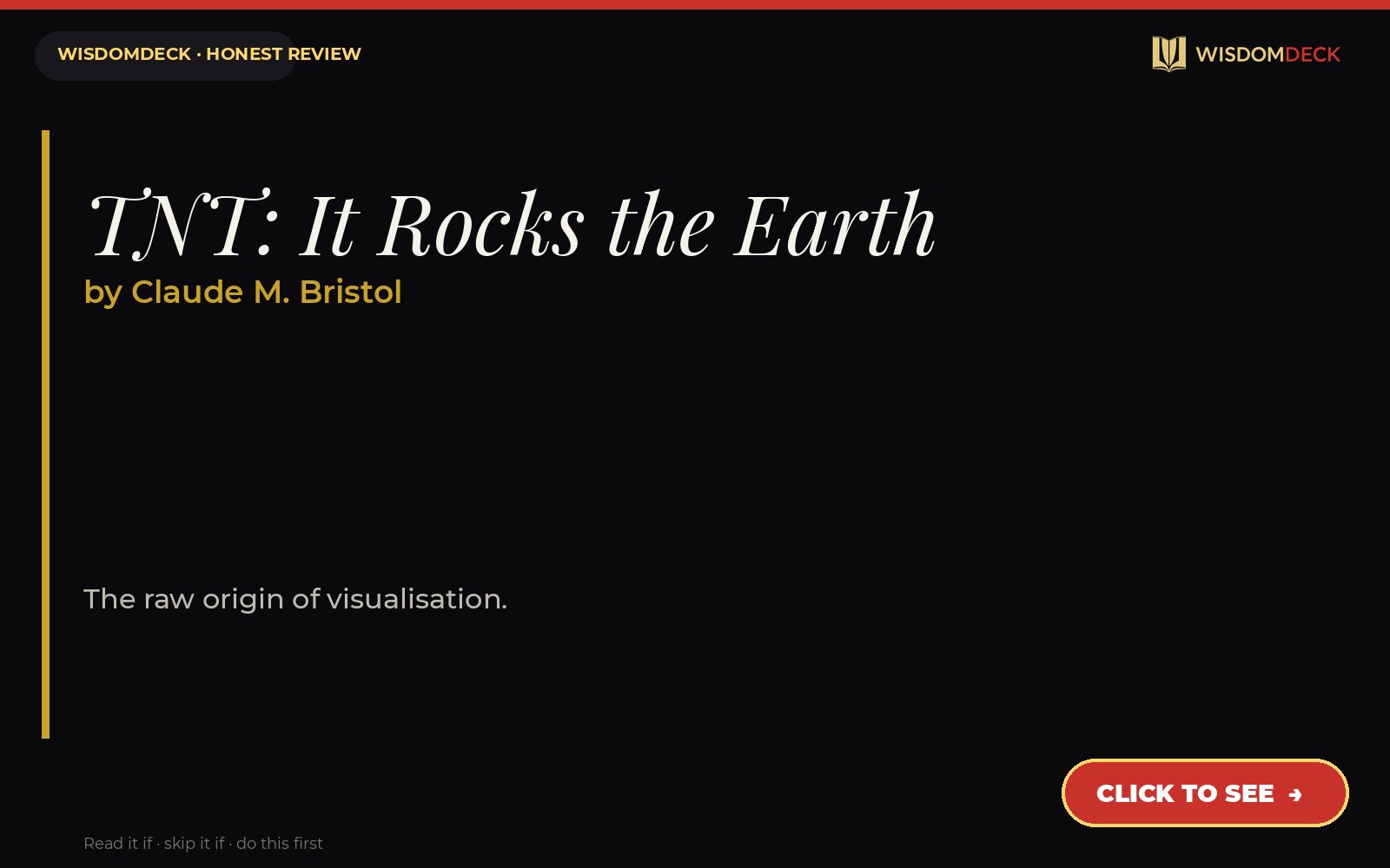 TNT: It Rocks the Earth by Claude M. Bristol — WisdomDeck review