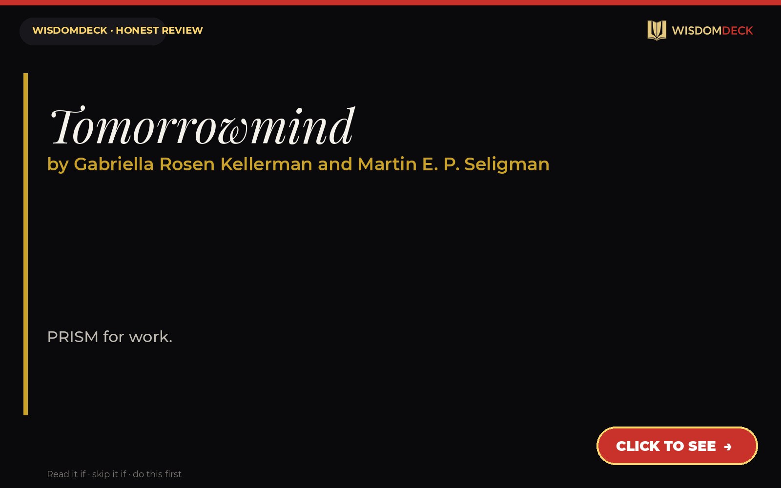 Tomorrowmind by Gabriella Rosen Kellerman and Martin E. P. Seligman — WisdomDeck review