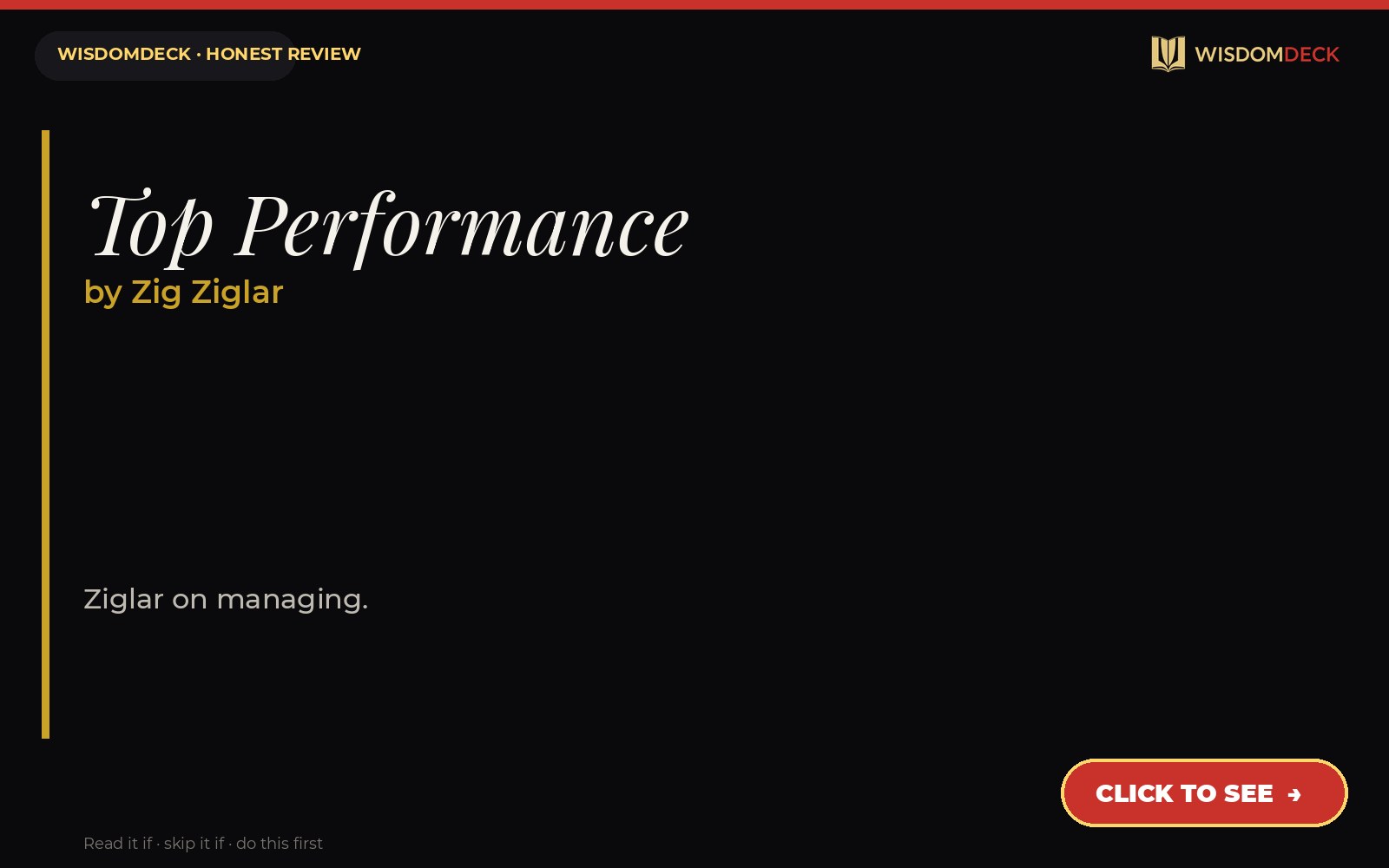 Top Performance by Zig Ziglar — WisdomDeck honest review