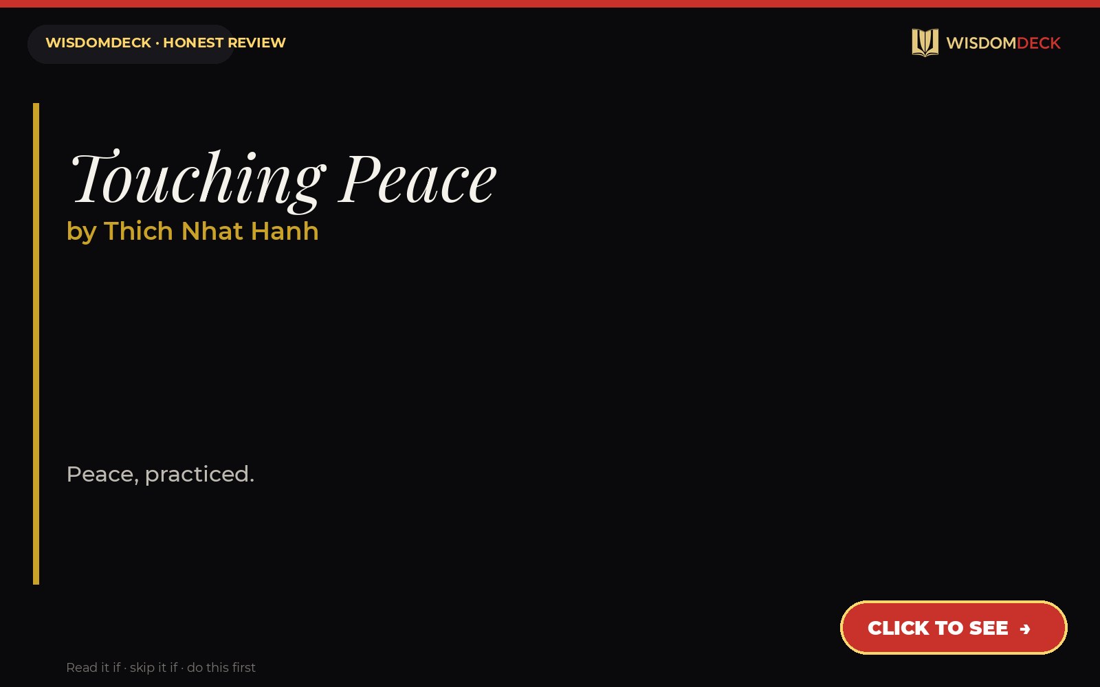 Touching Peace by Thich Nhat Hanh — WisdomDeck honest review