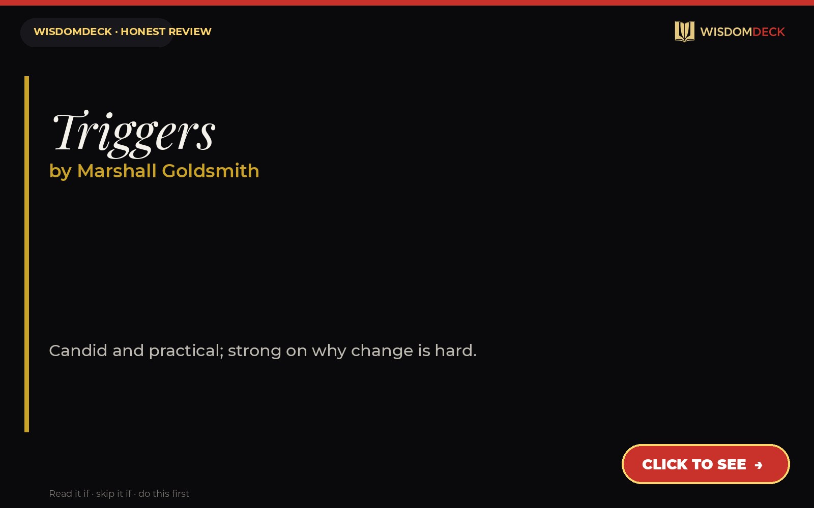 Triggers by Marshall Goldsmith — WisdomDeck honest review