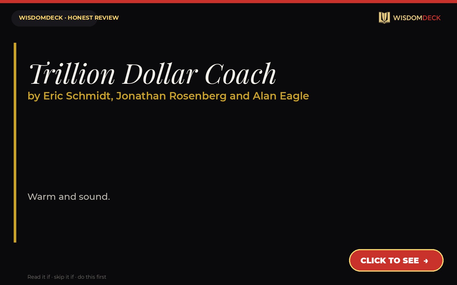 Trillion Dollar Coach by Eric Schmidt, Jonathan Rosenberg and Alan Eagle — WisdomDeck review