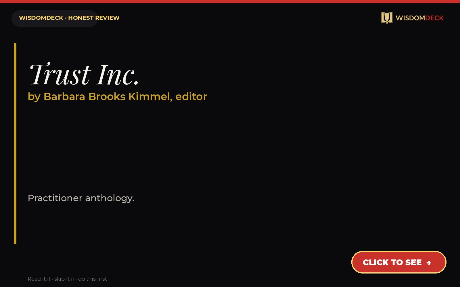 Trust Inc. by Barbara Brooks Kimmel, editor — WisdomDeck review