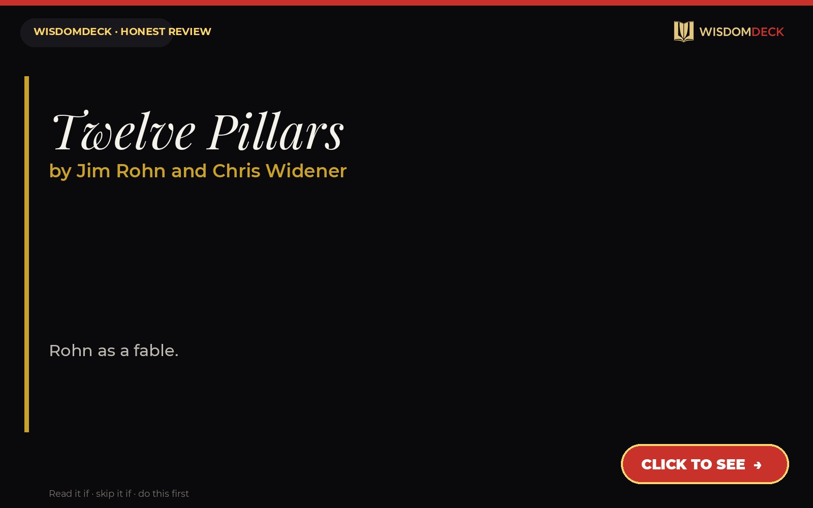 Twelve Pillars by Jim Rohn and Chris Widener — WisdomDeck honest review