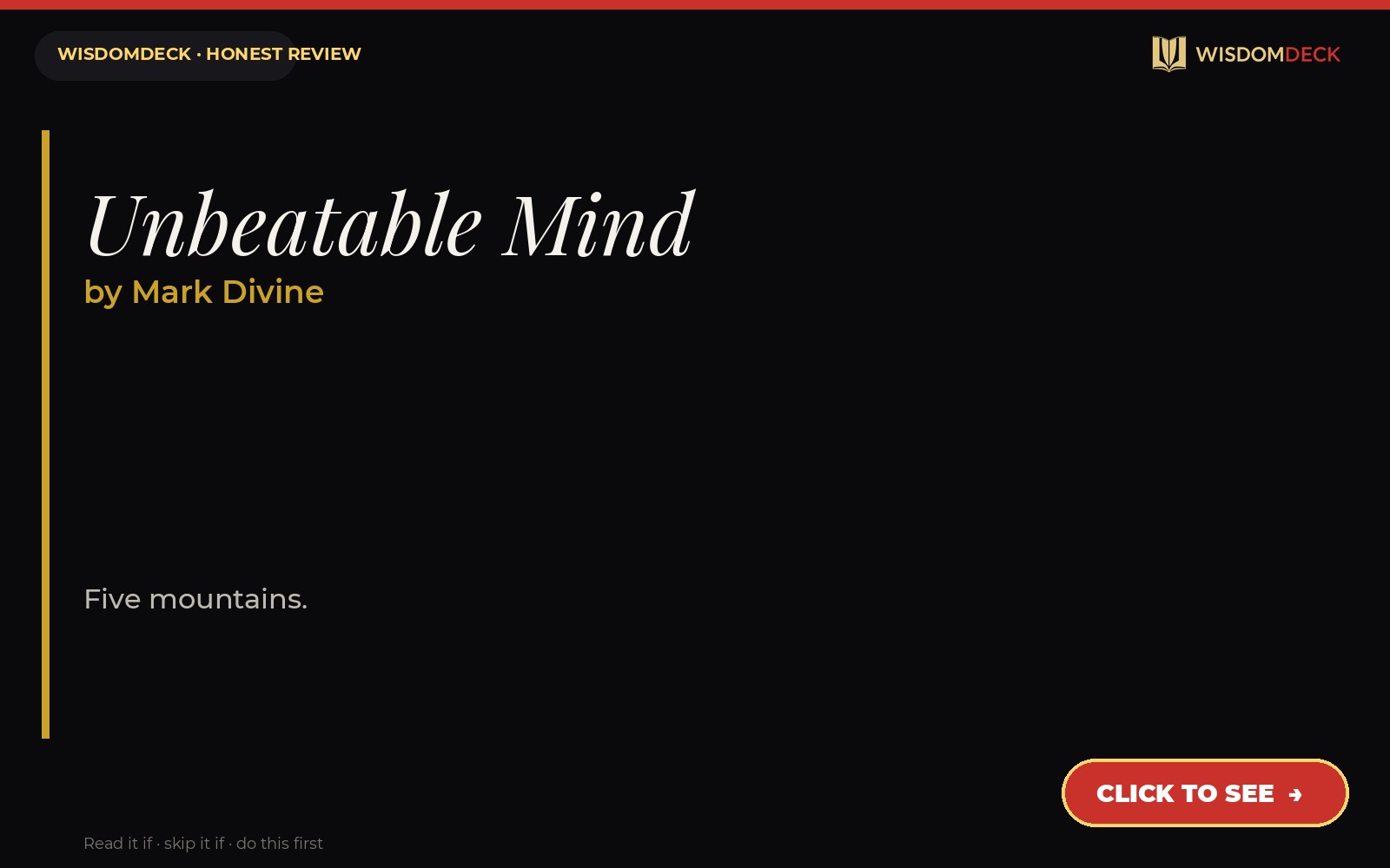 Unbeatable Mind by Mark Divine — WisdomDeck honest review
