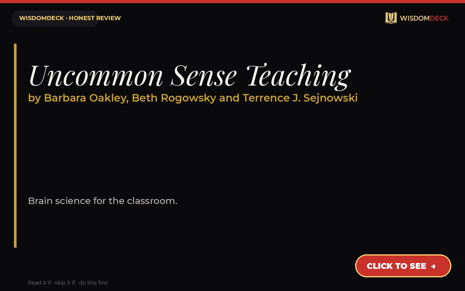 Uncommon Sense Teaching by Barbara Oakley, Beth Rogowsky and Terrence J. Sejnowski — WisdomDeck review